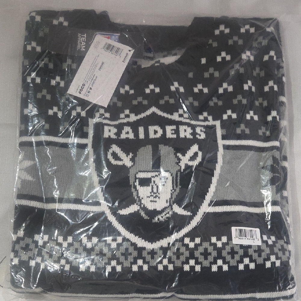 Raiders Black and Gray Crewneck Sweater